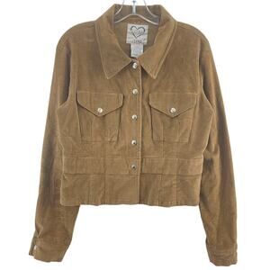 XOXO Jeans Y2K Tan Corduroy Button-Up Jacket Women’s Large Cotton Blend Preowned